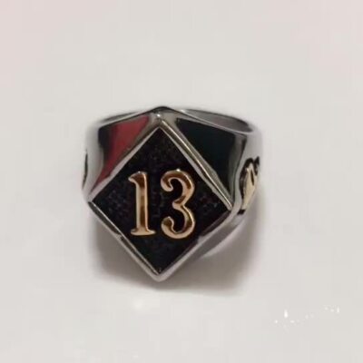 Men's Ring Stainless Steel Ring Lucky Number 13 Motorcycle Style Punk Vintage