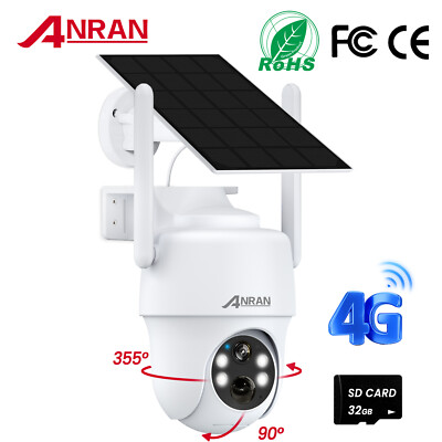 ANRAN Wireless 4G LTE Cellular Solar Security Camera PTZ Outdoor+32GB Sim  Card UK