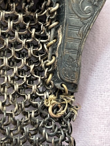 Antique German Silver Mesh Chain Link Mail Purse Clutch Evening Bag Hinged Frame - Picture 2 of 16