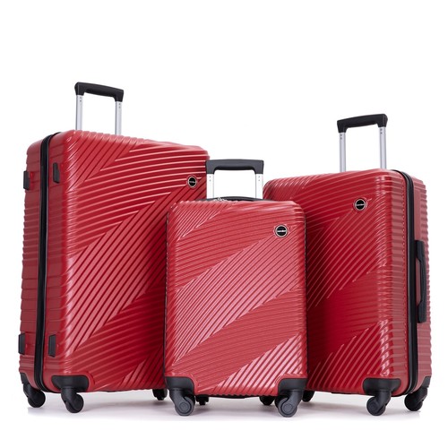 Tripcomp TC2000Red Luggage 3 Piece Set Spinner Wheels Hardside… at eBay
