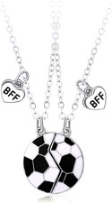 Best Friends BFF Necklace for 2 Football Soccer Matching Necklace Oil Drop Socce