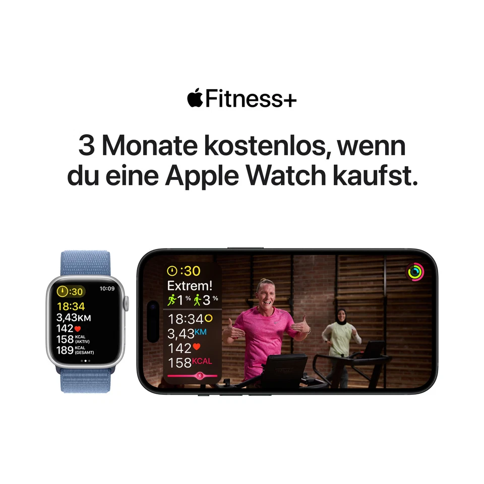 Apple Watch Series 9 LTE 41mm Edelstahl Silber Sportarmband Sturmblau M/L - Bild 3 von 4