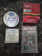 MIGUEL CABRERA AUTOGRAPH ROOKIE CARD AND RARE AUTOGRAPHED TRIPLE CROWN BASEBALL