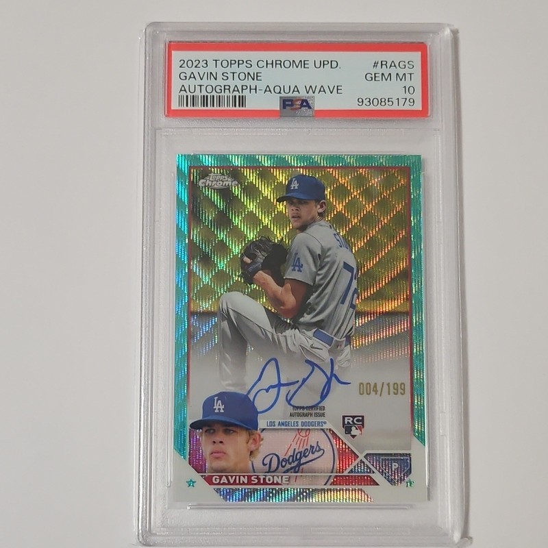 2023 Topps Chrome Update Gavin Stone RC Auto Aqua Wave /199 PSA 10 RA-GS
