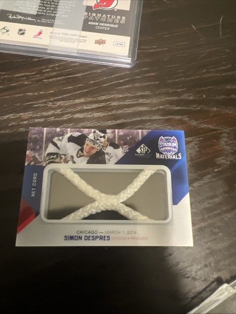 2015 SP Game Used Simon Despres Net Cord Card NHL Stadium Series Material 11/25