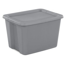 Large Storage Bin, 18 Gallon Plastic Storage Container with Snap-On Lid, Gray