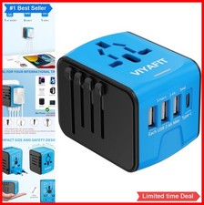 Universal Travel Adapter 5 in 1 3xUSB Type-C AC Outlet Worldwide Plug for UK EU