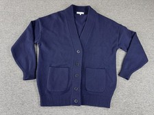 Tibi Sweater Womens XS/S Navy Blue 100 Cashmere V Neck Oversized Pocket Cardigan