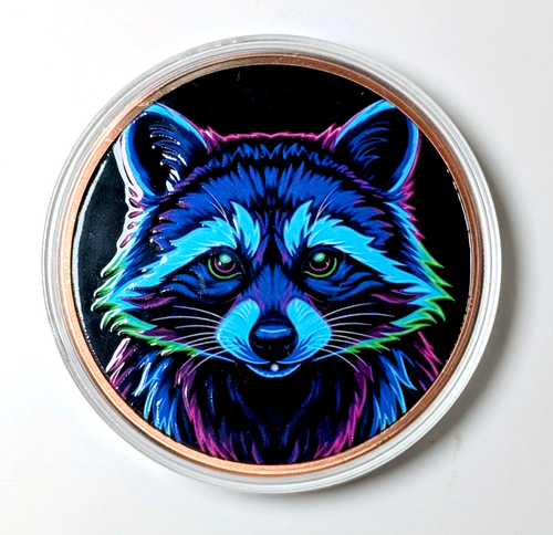 Copper Racoon Mystic Night Raccoon 5 oz Copper Round .999 Fine | Mystic Night Animals ...