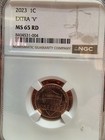 2023 VDB EXTRA "V" UNCIRCULATED LINCOLN MEMORIAL CENT NGC MS65 RD — photo 2