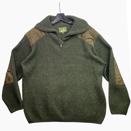 Parforce Sweater Mens Extra Large Quarter Zip Suede Elbow Patch Hunting Pullover