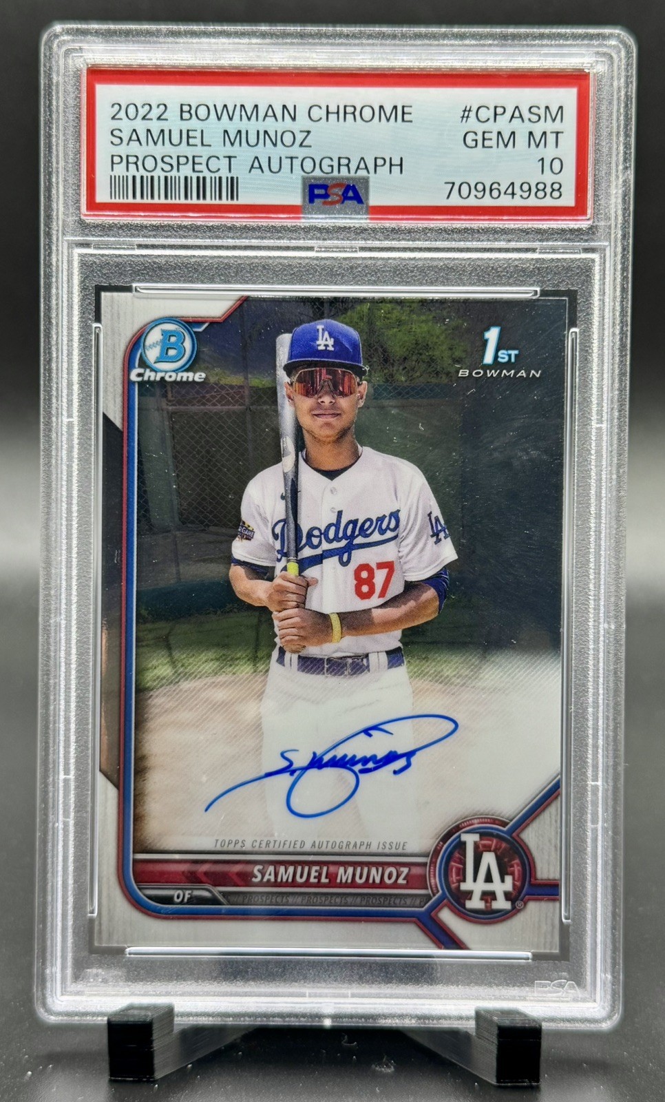 2022 Bowman Chrome Baseball Samuel Munoz Auto #CPA-SM PSA 10 Dodgers