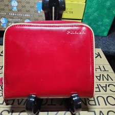 Prada Red leather mini purse/wallet with zipper closure and multiple pockets