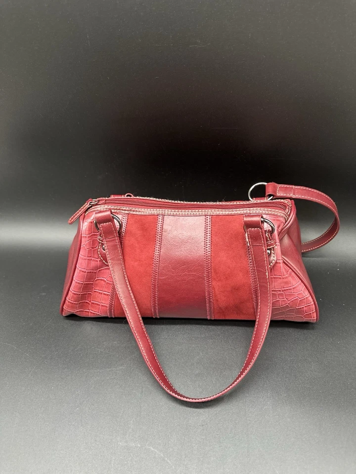 Bolso de Mano Vintage Nine West Otoño Rojo Gamuza y Cuero Foto 4 de 4
