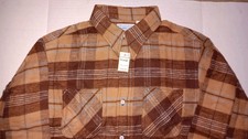Vtg Big Mac Flannel Men's XL Brown Plaid 70s Work Shirt Deadstock JC Penney NWT 