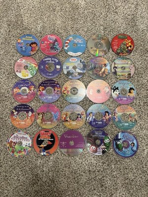 Lot 25 Kids DVDs Disney VeggieTales Dora Hello Kitty Cartoon Movies Disc Only B1