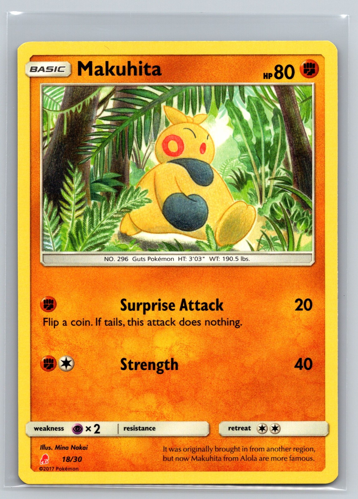 Makuhita 18/30 SM Trainer Kit Pokemon TCG Fighting Type Basic Guts Common Card