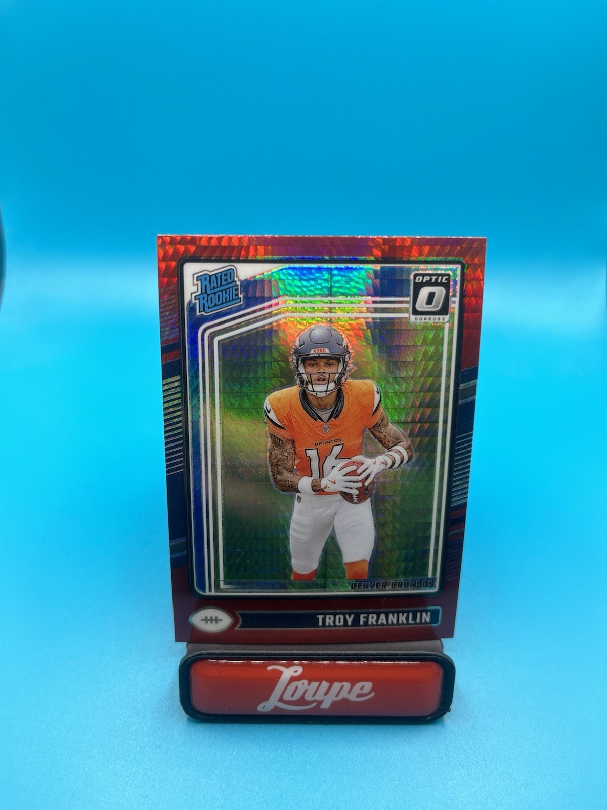 Troy Franklin 2024 Donruss Optic Red Hyper Rated Rookie #294 Denver Broncos