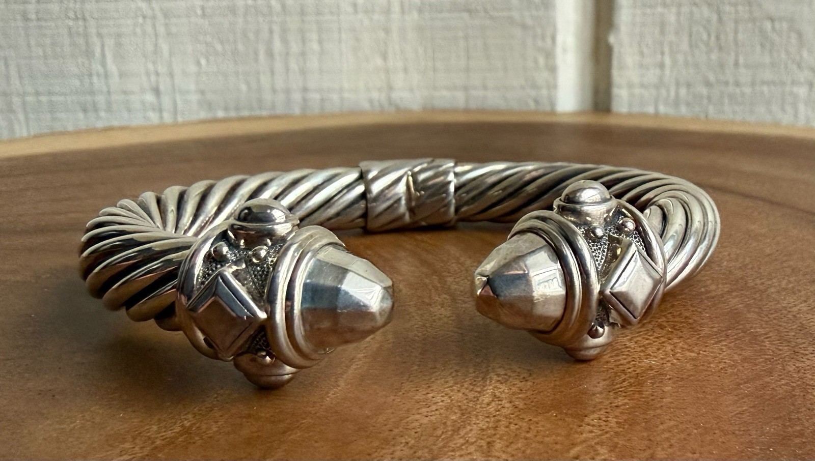 David Yurman Retired Rare 925 Sterling Silver Renaissance Cable Cuff Bracelet