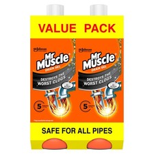 Mr Muscle Drain Unblocker, Sink & Cleaner (2 x 1L) Fast 1 l (Pack of 2) 