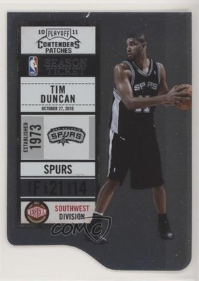 2010-11 Playoff Contenders Patches Silver Die-Cut 109/299 Tim Duncan #44 HOF 7uo
