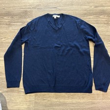 Calvin Klein Men  s V Neck Knit Sweater Navy Medium