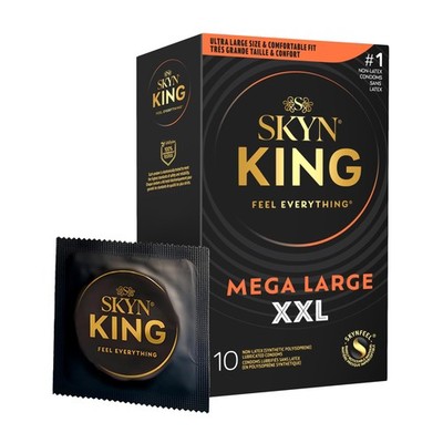 SKYN King Mega Large XXL Non-Latex Lubricated 10 Count (Pack of 1), Clear 