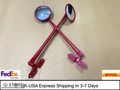 For Jeep Willys Adjustable Arm Mirror Bracket Set of 2 - 5'' in RED 663642K