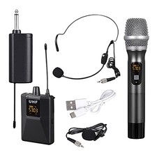 Pyle PDWMU114 UHF Wireless Microphone System Kit -Portable Professional Cordless
