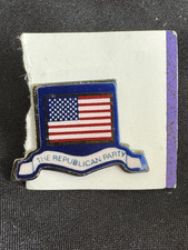 Vintage Republican Party Elephant USA Flag Enamel Lapel Pin GOP Political