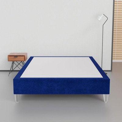 15'' Velvet Platform Bed, Stylish & Durable, No Box Spring Needed, Blue