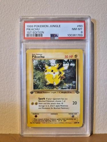 1999 POKEMON JUNGLE #60 PIKACHU 1ST EDITION PSA 8