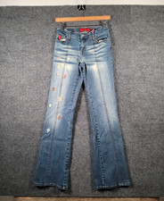 Vintage Bongo Jeans Juniors Size 3 Mini Flare Embroidered Festival Y2K Low Rise
