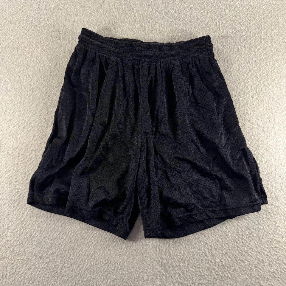 Lote de shorts esportivos masculinos vintage anos 90 Hersh nylon malha L preto vermelho basquete - Imagem 2 de 4