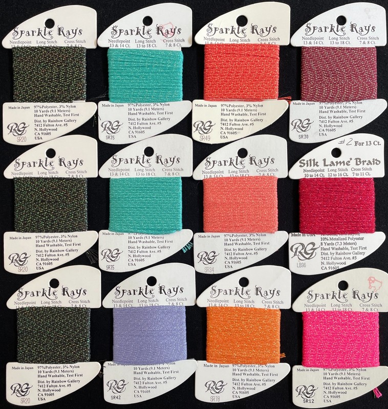 12x Needlepoint/Embroidery RAINBOW GALLERY Sparkle Rays+13ct SilkLame metalc-SK4