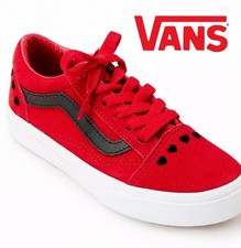 NEW Kids Sz 2 VANS Old Skool Heart Sneakers Shoes Red Black