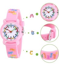 Kids Time Teacher Watches 3D Cute Cartoon Silicone Children Letters-pink