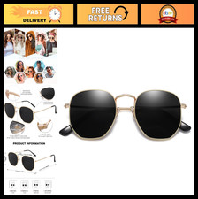 Stylish Polarized Square Sunglasses for Men Women - Small Hexagonal Shades