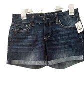 NWT Aeropostale Denim Cuffed Boyfriend Shorts. Size 0. Dark Wash