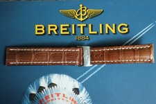 BREITLING 740P 22-20 BROWN CROCODILE DEPLOYANT BUCKLE WATCH BAND WATCHBAND STRAP