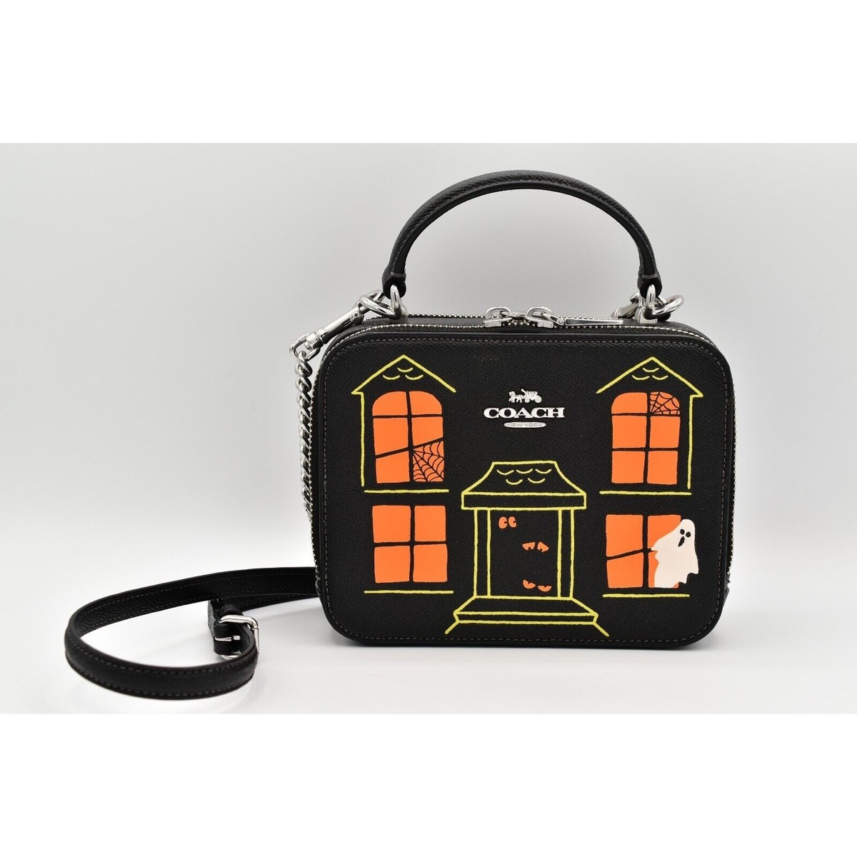 COACH Box Crossbody With Halloween Haunted House CM772 Black Multi