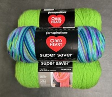 Two Red Heart Super Saver Yarn 3 Pk Spring Green 7 Oz Red Heart Wildflower 5 Oz