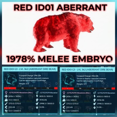Dire Bear Aberrant Top Stats  - EMBRYO PAIR - Ark Asa Official PVE PC/XBOX/PS5