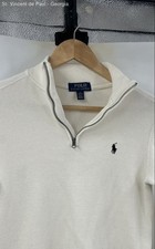 Polo Ralph Lauren 1/4 Zip Pullover Sweater Unisex Medium White Pony