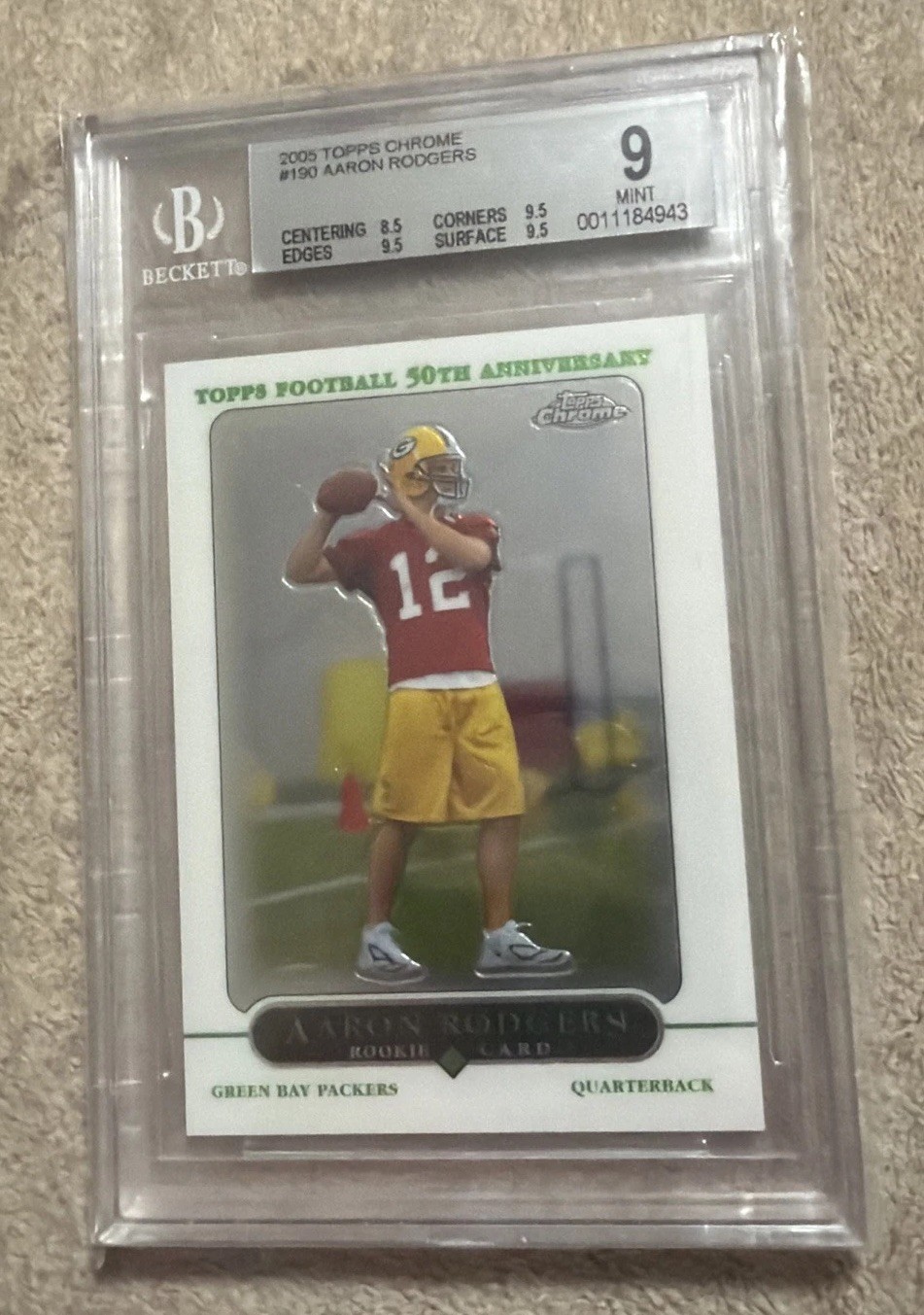 2005 Topps Chrome #190 Aaron Rodgers Packers RC Rookie BGS 9 MINT