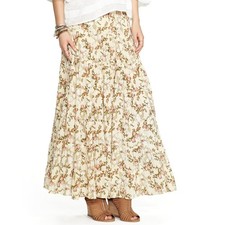 Ralph Lauren Denim  Supply Floral Tiered Maxi Skirt Medium Boho Cottagecore