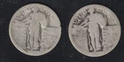 Lot 3: 2 Standing Liberty Quarters Date indiscernible. Melt Spot price $32.60