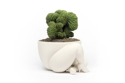 Parra - A High heeled two legged planter (white)