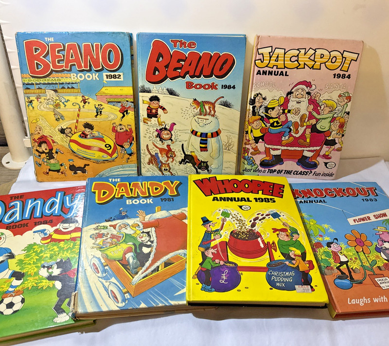 Vintage Comic Annual Job Lot Bundle Beano Dandy Whoopee Knockout Jackpot 1980s