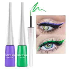 evpct 2Pcs Emerald Neon Green Purple Liquid Eyeliner Set Waterproof Colored C...